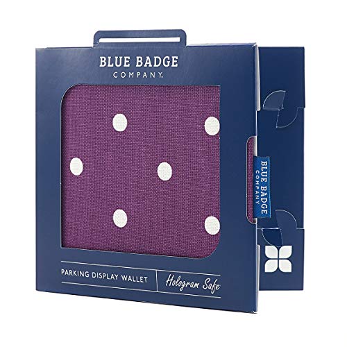 Blue Badge Company - Funda para Permiso de Aparcamiento en Zona de minusválidos (diseño de Lunares), Color Violeta