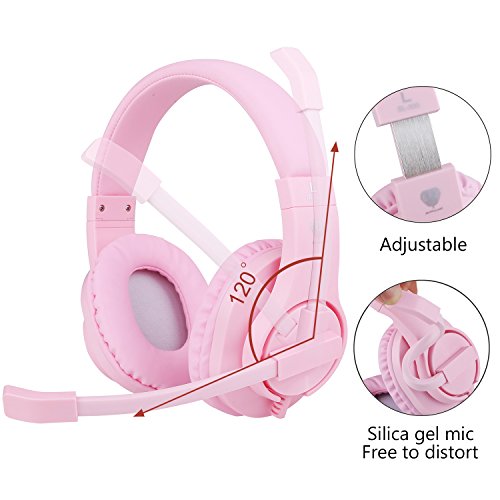 BlueFire Cascos Gaming para PC, Auriculares PS4 Ruido Reducción de Diademas Cerrados Profesional con Micrófono Limpio Sonido 3.5mm (Rosa)