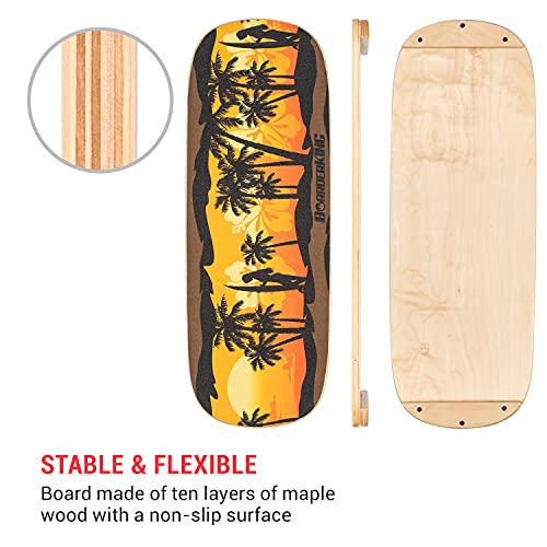 BoarderKing Hawaii - Tabla de Skateboard, Tabla de Equilibrio, 100 mm, Rollo de Corcho