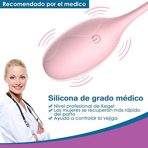 Bolas Chinas Kegel Balls AL'OFA Suelo Pelvico de Silicona Médica Terapeuticas Masajeador Inalámbrico Remoto Masaje Kegel Ejercitador (Rosado)