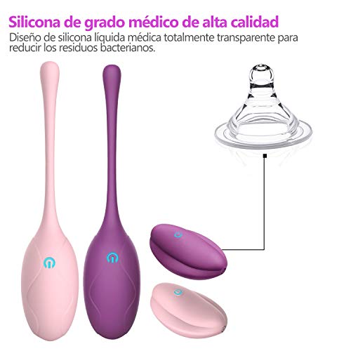 Bolas Chinas Kegel Balls AL'OFA Suelo Pelvico de Silicona Médica Terapeuticas Masajeador Inalámbrico Remoto Masaje Kegel Ejercitador (Rosado)