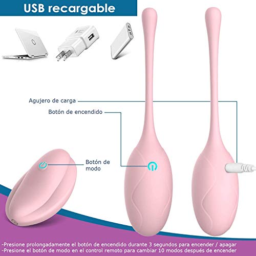 Bolas Chinas Kegel Balls AL'OFA Suelo Pelvico de Silicona Médica Terapeuticas Masajeador Inalámbrico Remoto Masaje Kegel Ejercitador (Rosado)