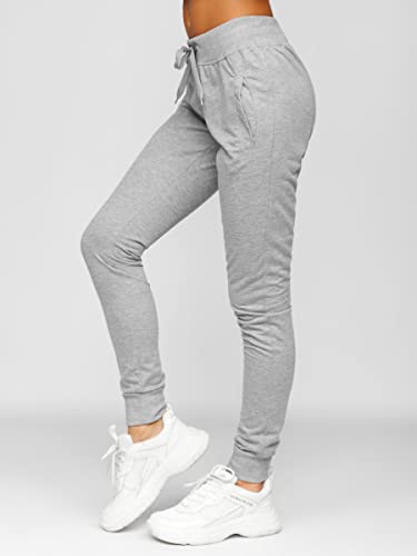 BOLF Mujer Pantalón Deportivo Pantalón de Chándal Largos Jogger Pantalones de Algodón Entrenamiento Jogging Outdoor Estilo Deportivo Slim Fit CK-01 Gris L [F6F]