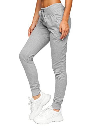 BOLF Mujer Pantalón Deportivo Pantalón de Chándal Largos Jogger Pantalones de Algodón Entrenamiento Jogging Outdoor Estilo Deportivo Slim Fit CK-01 Gris L [F6F]