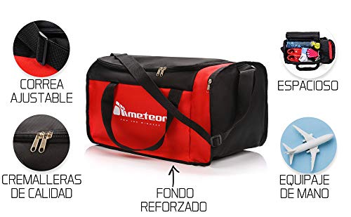 Bolsa de Deporte Gimnasio Fitness Viaje Vacaciones Deportiva - Bolso Universal con Bandolera - Bolsa plegada Ideal para jóvenes y Adultos, Hombre y Mujer 20L o 40L (Rojo/Negro, 20 L)