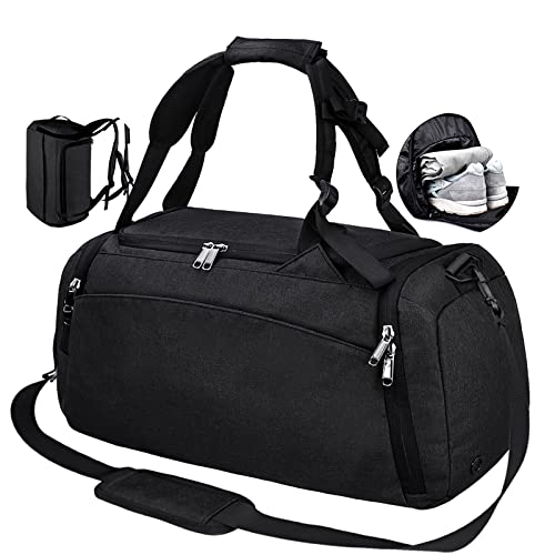 Bolsa Deporte Bolsa Gimnasio de Viaje Impermeable Bolsos Deportivos Fin de Semana Travel Duffle Bag para Hombre y Mujer Negro