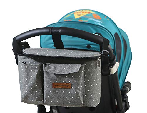 Bolsa Organizadora de Cochecitos para Mamá,Bolsa Carrito Bebe, Multifuncional de Gran Capacidad para Almacenar 31 x 20 x 18 cm(Gris)