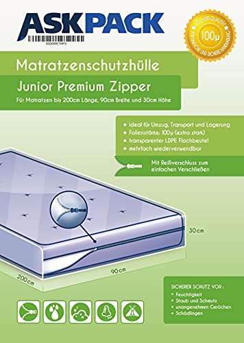 Bolsa para colchón mejorada con cremallera de 5 micras de grosor para mudanzas y almacenamiento a largo plazo - Single - Resistente al desgarro e impermeable para colchones - Extra Heavy Duty