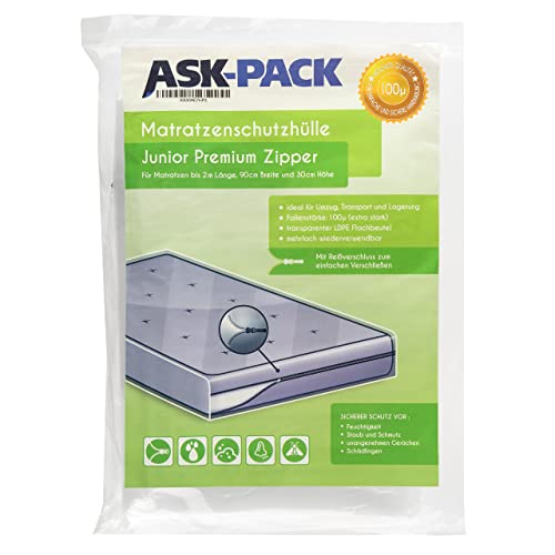 Bolsa para colchón mejorada con cremallera de 5 micras de grosor para mudanzas y almacenamiento a largo plazo - Single - Resistente al desgarro e impermeable para colchones - Extra Heavy Duty