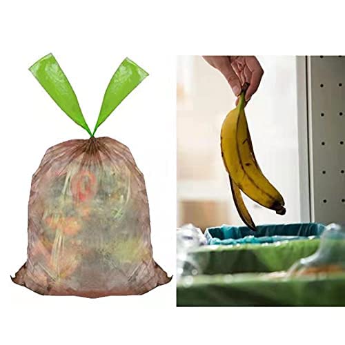 Bolsas de Basura 10L 30 bolsas Organico Compost liners 100% compostable y biodegradable,Bolsas para residuos de Cocina con asa, Bolsa Basura Alimentos Cocina para su basura orgánica y compost.