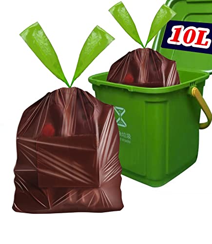 Bolsas de Basura 10L 30 bolsas Organico Compost liners 100% compostable y biodegradable,Bolsas para residuos de Cocina con asa, Bolsa Basura Alimentos Cocina para su basura orgánica y compost.