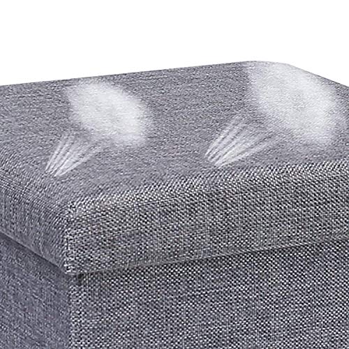 Bonlife Taburete de Lino Cajas de Almacenaje Mesas Plegables Pequeñas Apoya Pies Oficina Banquetas para Dormitorio Sofas de Salon Gris 30x30x30cm