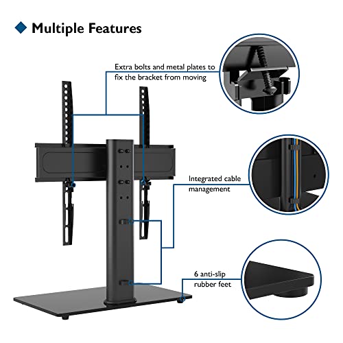 BONTEC Soporte TV Pie TV Peanas Giratorio Soporte Mesa TV de 26-55 Pulgadas LED/LCD/Plasma/Curva/Plana, Giratorio & Altura Ajustable Plano y Curvo de hasta 45 kg, máx. VESA 400x400 mm