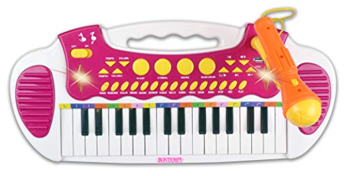 Bontempi 31 Llave Elec. Teclado I Chica con MICR. Patas y Taburete + Enchufe USB para Flash Drive, Multicolor (I Com S.p.A. Bontempi133672)