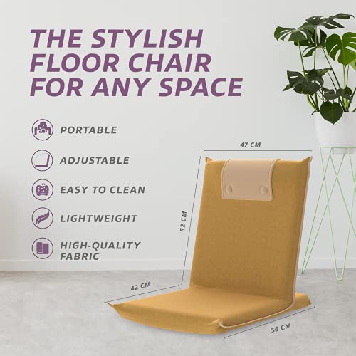 bonVIVO Silla Plegable Acolchada de Suelo con Respaldo Reclinable para Meditacion, Yoga, Relax, Lectura y Gaming - para Hogar y Oficina