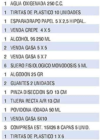 Botiquin armario de pared con dotacion 280 mm x 250 mm x 100 mm equipado con varios artículos para realizar las primeras curas en caso de emergencia, Botiquín de primeros auxilios