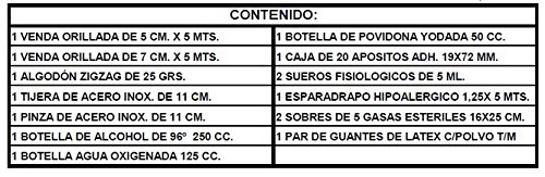 Botiquin maletin portatil primeros auxilios con dotacion 260mmx230mmx70mm