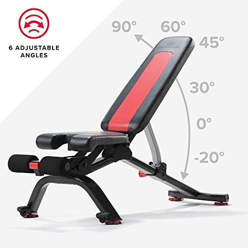 Bowflex 5.1S Stowable Bench Banco para Pesas, Adultos Unisex, Rojo, Negro, Gris, Talla Única