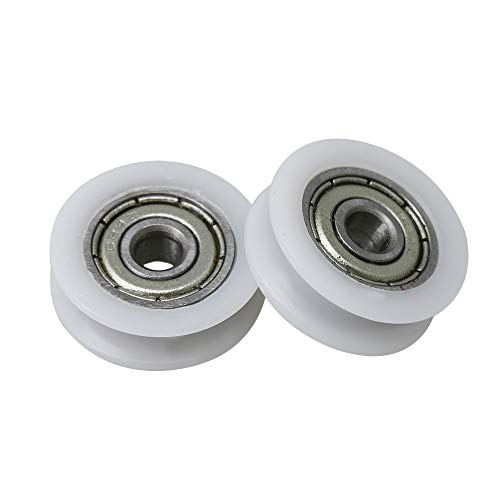 BQLZR Rodamiento de plástico blanco de 18 mm de diámetro y 6 mm de ancho de acero sellado en U para puertas deslizantes y ventanas, carga máxima de 27 kg (2 unidades)