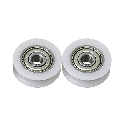 BQLZR Rodamiento de plástico blanco de 18 mm de diámetro y 6 mm de ancho de acero sellado en U para puertas deslizantes y ventanas, carga máxima de 27 kg (2 unidades)