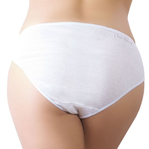 Bragas Desechables Súper Suave y Ligera de Algodón para Mujer (Lote de 5) - Ropa Interior de un Solo Uso para Maternidad Hospitales Viajes SPA Masajes (5) XX-Large Caderas 112-114 cm, Blanco