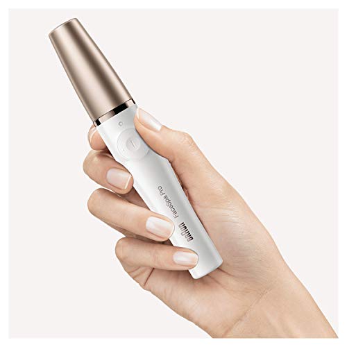 Braun FaceSpa Pro Depiladora Facial Mujer Todo en 1 con Cepillo de Limpieza, Base de Carga, Inalámbrica, SE 912, Blanco/Bronce