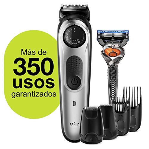 Braun Recortadora de Barba con Gillette Fusion 5 ProGlide Maquinilla de Afeitar Hombre, 2 Cabezales y 39 Ajustes de Longitud, Cuchillas Afiladas de Larga Duración, BT 5265, Negro/Metal