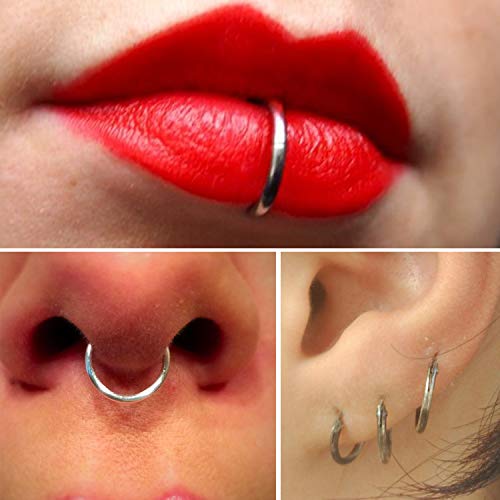 Briana Williams 16G 9pcs Septum Clicker Acero Quirúrgico Nariz Labio Hélice Cartílago Tragus Aro Oreja Segmento Cuenta Cautiva Herradura Piercing