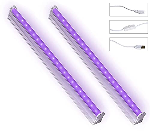 BRTLX Luz Ultravioleta USB LED,6W Portátil Lámpara de Luz UV,Luces de Discoteca para DJ Partido y Holiday, Curado Ultravioleta, Arte UV, Autenticación de Moneda (DC 5V) Pack de 2 Unidades