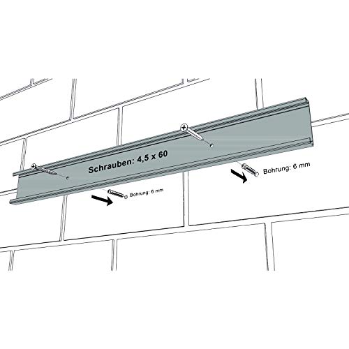 Bruns - Juego de soportes (raíl de 0,5 m, 2 soportes para herramientas y 2 ganchos para herramientas, sujeta con seguridad todos los equipos utilizados de madera, metal o plástico y también los elementos con un diámetro de 0-50 mm)