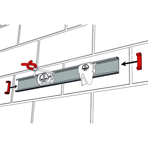 Bruns - Juego de soportes (raíl de 0,5 m, 2 soportes para herramientas y 2 ganchos para herramientas, sujeta con seguridad todos los equipos utilizados de madera, metal o plástico y también los elementos con un diámetro de 0-50 mm)