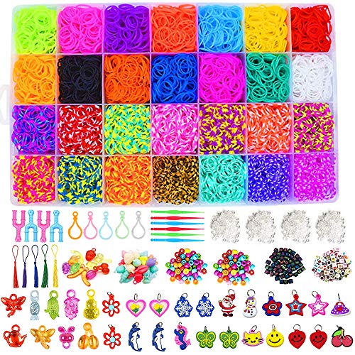 Bst4UDirect DIY Gomas Loom Bandas Conjunto, 10000 Bandas de Goma con 28 Colores, 680 Accesorios de Goma Arcoíris para Tejer Artesanías de Bricolaje para Niños en Cajas de Almacenamiento