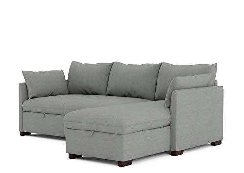 BUDWING Orlando Hogar Sofá Cama 3 Plazas Chaise Longue Esquinero Reversible Izquierda o Derecha con Arcón Tapizado Tela Gris Sofá de Salon Decoración de Hogar Cojines y Tapicería 221 x 162 x 90