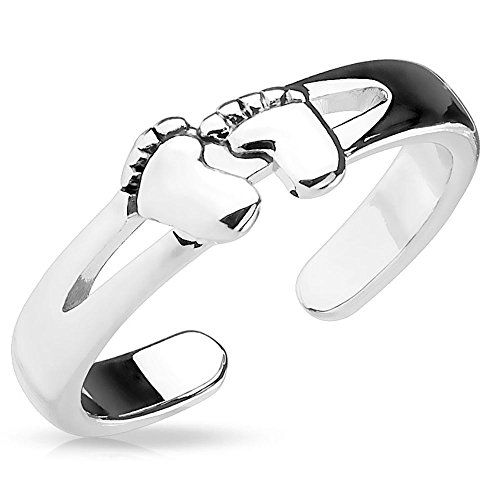 Bungsa Anillo para pies de bebé, para mujer, plata de latón, flexible, ajustable