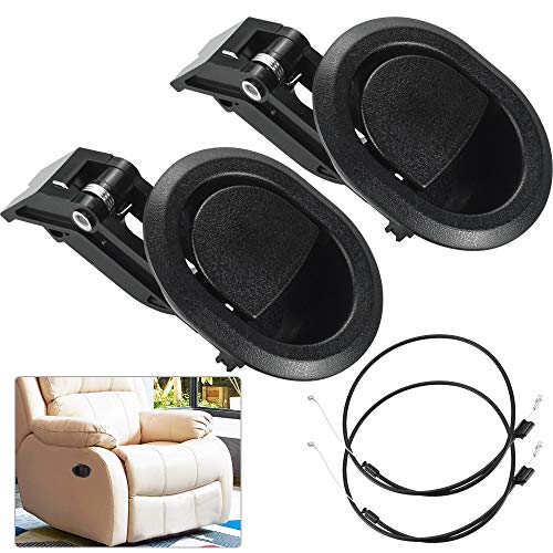 BUZIFU Palanca Sofá Reclinable con Cable de Repuesto, 2 unids Palanca Sillon Relax y 2 unids Cable de Sillón 95 cm, Tirador Sillón Relax Universal, para Sustituir El Sistema Reclinación Manual Roto