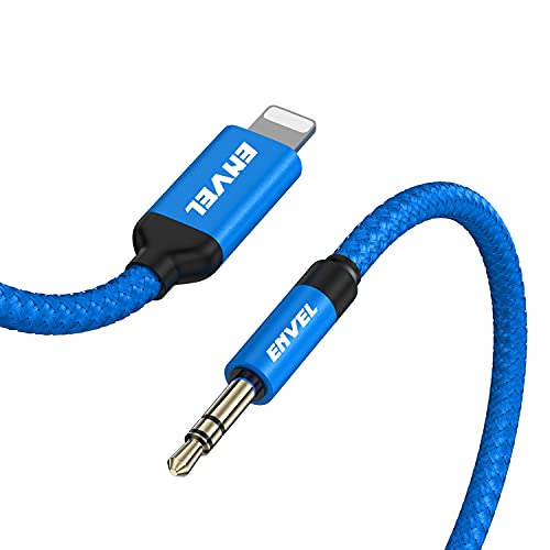 Cable auxiliar de 3,5 mm compatible con iPhone cable auxiliar compatible con iPhone 12 11/X/8/8 7 Plus/XS MA/XR para radio de coche altavoces adaptador de auriculares compatible con color azul