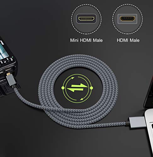 Cable Mini HDMI a HDMI 2M, Cord Mini HDMI 4K 60Hz Trenzado de Nailon para Cámara DSLR,Videocámara,Tarjeta Gráfica de Vídeo,Computadora portátil,Proyector Pico,Raspberry Pi Zero W,Neogeo 2,3D ARC