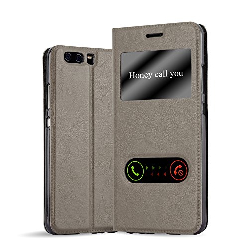 Cadorabo Funda Libro para Huawei P10 en MARRÓN Piedra - Cubierta Proteccíon con Cierre Magnético, Función de Suporte y 2 Ventanas- Etui Case Cover Carcasa