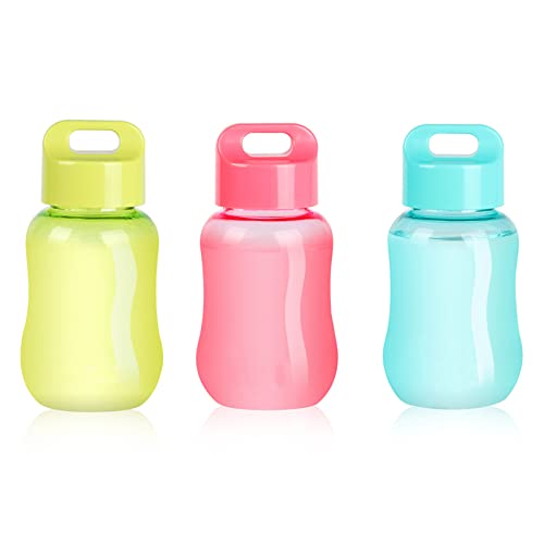 CAILI Botella de Agua,Botella de Agua Deportiva,Taza de Plástico Portátil,Mini Taza de Mano con Cuerda,Adecuado para Caminatas al Aire Libre Camping,Viajes,Deportes(3PCS,Rosa,Azul,Verde,200ML