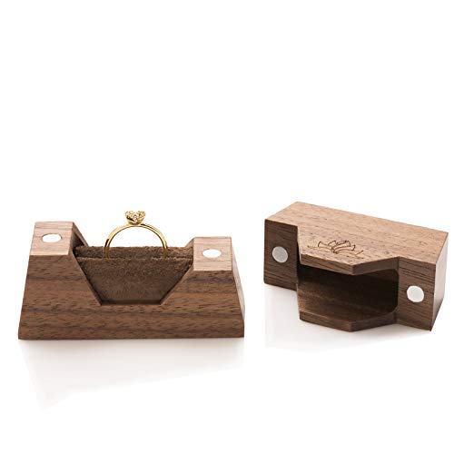 Caja de madera para anillos de compromiso | Caja para anillos pequeña hecha a mano - Trapecio