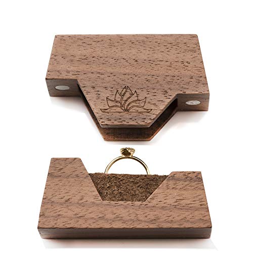 Caja de madera para anillos de compromiso | Caja para anillos pequeña hecha a mano - Trapecio