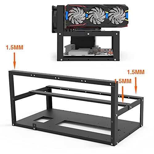 Caja de marco de minería al aire libre, bastidor de computadora de marco de chasis abierto, soporte de tarjeta gráfica de 6 GPU, carcasa de marco de máquina de minería abierta, marco de minería