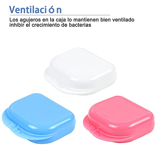 Caja de retenedor, Caja de almacenamiento de dentadura, Estuche protector oral con agujero de aire (3 piezas), Seco & Respirable, Fácil a llevar.