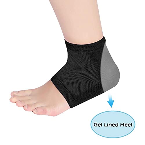 Calcetines para el talón, vendaje para el tobillo, para aliviar el dolor de la fascitis plantar, dedos abiertos, suaves y cómodos, para hombres y mujeres (negro)