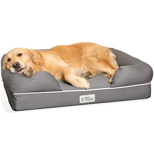 Cama de espuma viscoelástica para perros medianos y grandes, Gris (Large Bed), 91 x 71 x 22 cm