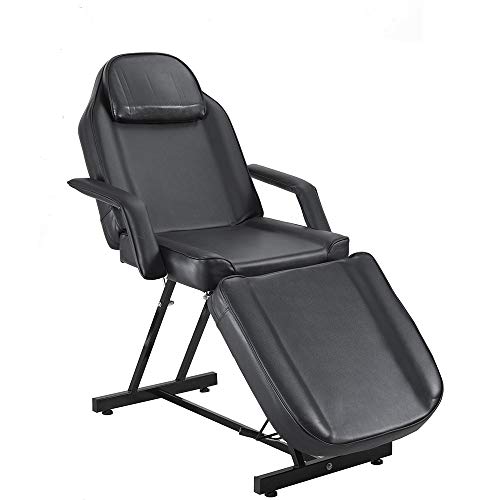 Cama de Masaje,Sillón Cama Plegable,Camilla Profesional para Tratamiento de Multiusos de Belleza,Estetica,Fisioterapia,Tatuajes,Ortopedia,Acupuntura,Depilación con Taburete (Soporte 150kg) (Negro)