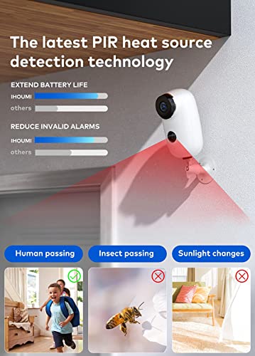 Camara Vigilancia WiFi Exterior Inalámbrica con Batería Recargable, Cámara IP 1080P con Detección de Movimiento PIR, HD Visión Nocturna, Audio Bidireccional,Gran Angular de 130°, Prueba Agua de IP65