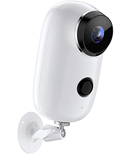 Camara Vigilancia WiFi Exterior Inalámbrica con Batería Recargable, Cámara IP 1080P con Detección de Movimiento PIR, HD Visión Nocturna, Audio Bidireccional,Gran Angular de 130°, Prueba Agua de IP65