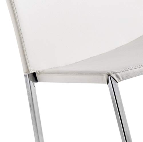 Camino a Casa® | Set x2 Sillas Comedor, sillas Cocina, Silla Yoli Blanca, Tela de Piel sintética, Espuma de Eliocel en Asiento y Respaldo con Densidad de 30Kg, Estructura Hierro Cromado y DM