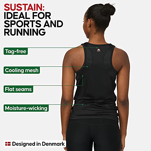 Camiseta Deportiva sin Mangas para Mujer, Pack de 1, Camiseta Suelta Racerback con Espalda Descubierta para el Gimnasio, Hacer Ejercicios, Correr, Yoga (Negro/Logo Negro Oversize, Small)